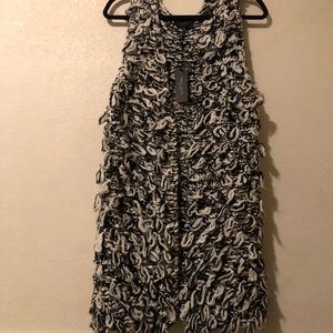 Romeo & Juliet Couture Sweater Sleeveless Open Front White Black Size M